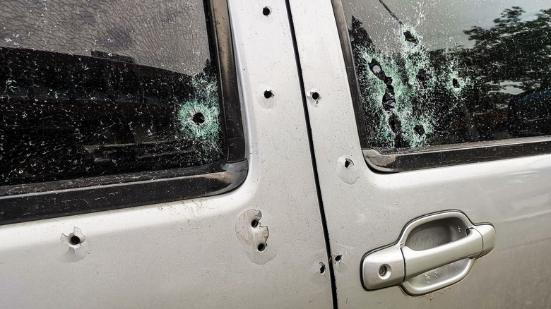 Bullet-riddled car