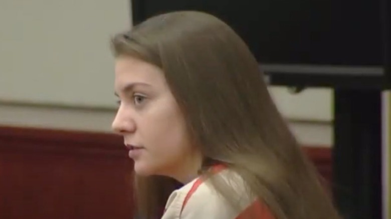 Shayna Hubers looking sideways in courtroom 