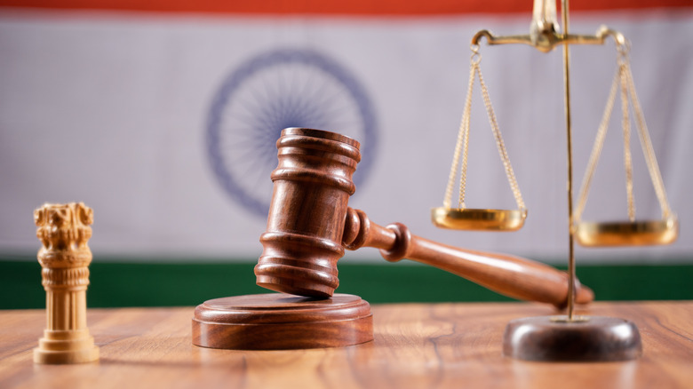 gavel and Indian flag