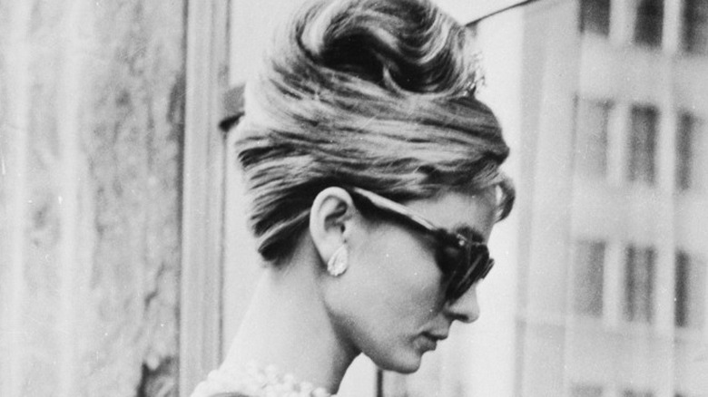 Audrey Hepburn looking down