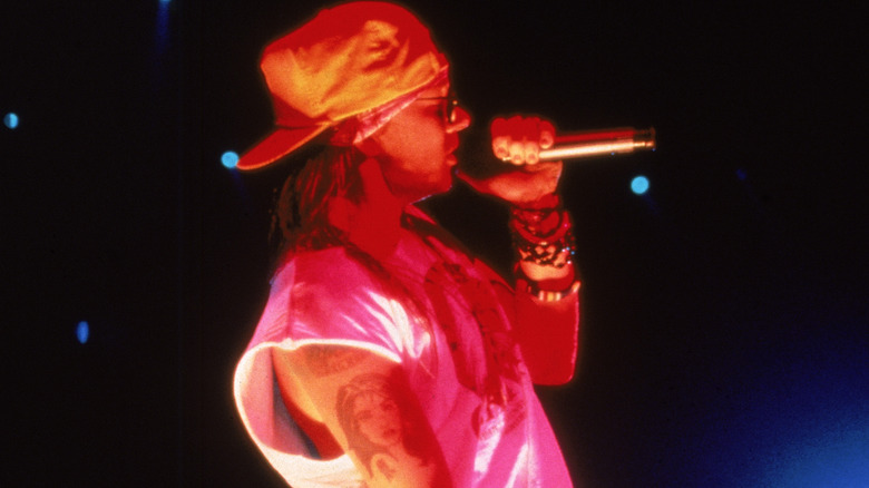 axl rose backwards cap microphone onstage