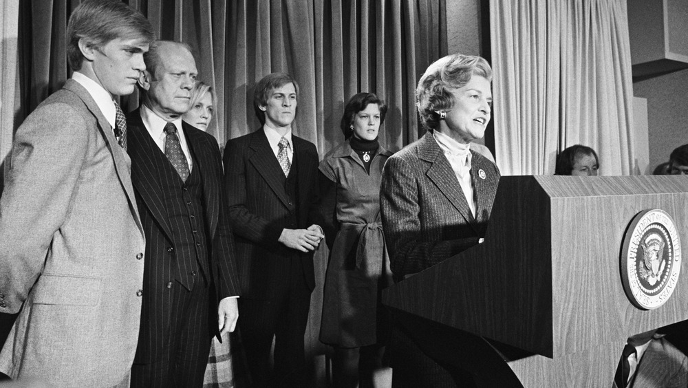 Betty Ford giving Gerald Ford's concession speech