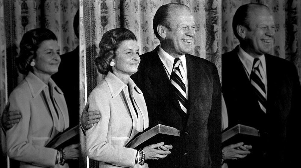 Betty and Gerald Ford at his swearing-in ceremony for President