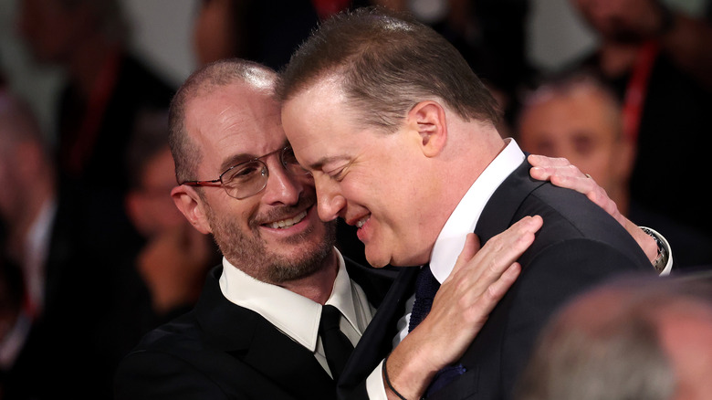 Brendan Fraser with The Whale director Darren Aronofsky.