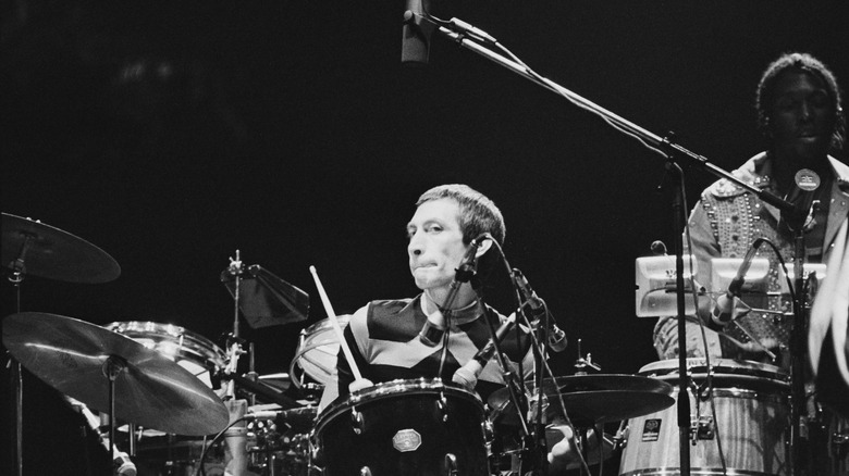 Charlie Watts playing drums