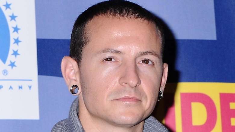 Chester Bennington looking serious