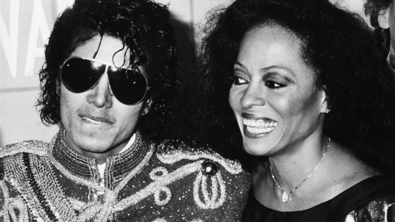 Diana Ross smiling with Michael Jackson sunglasses