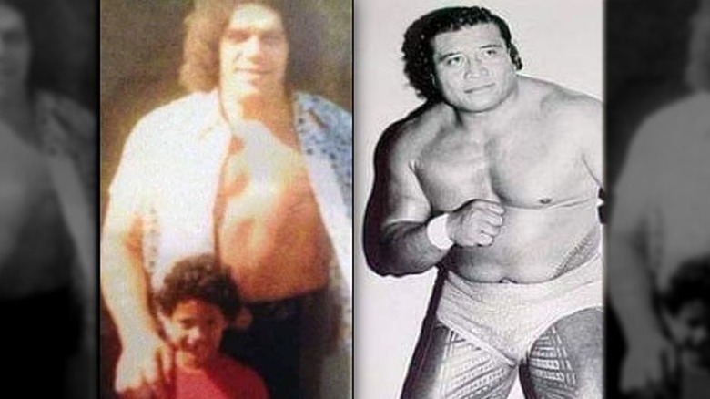 Andre the Giant with Johnson/Johnson's grandfather