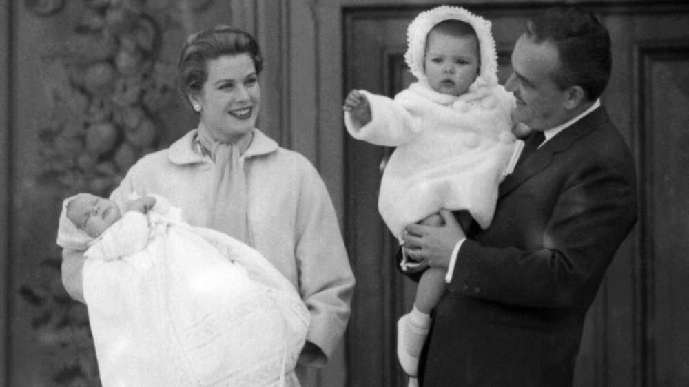 Princess Grace and Prince Rainier with baby Prince Albert and toddler Princess Caroline