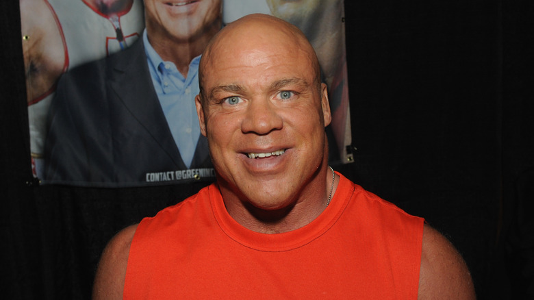 Kurt Angle smiling for a photo at the New Jersey Horror Con in 2022