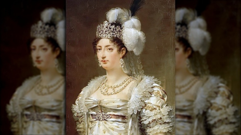 portrait of Marie Therese wearing feathered hat