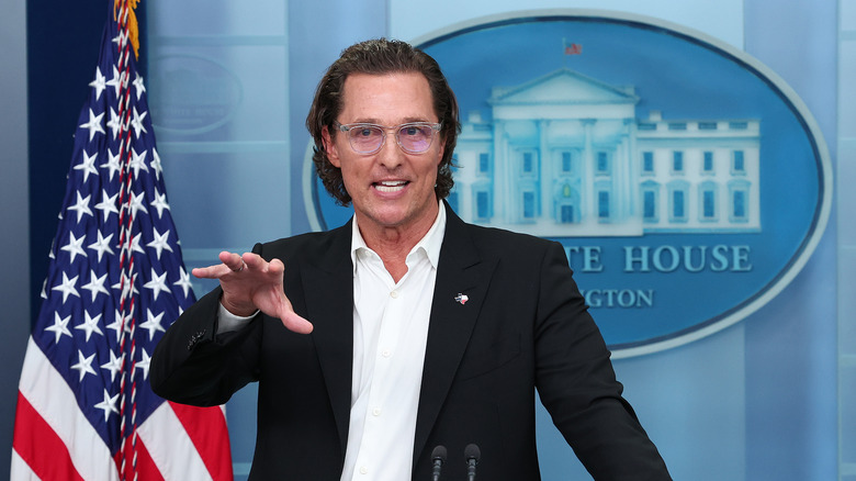 Matthew McConaughey talking at the White House