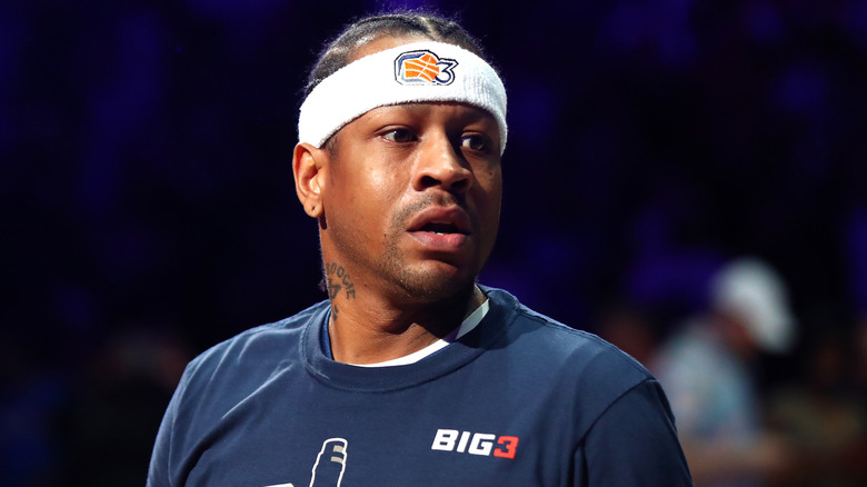 Allen Iverson blue shirt white headband