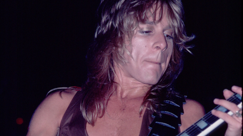 Randy Rhoads playing guitar onstage in 1981