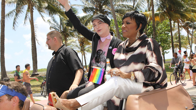 Patti LaBelle riding in a gay pride parade