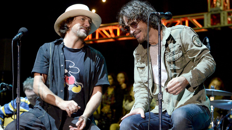 Eddie Vedder and Chris Cornell performing