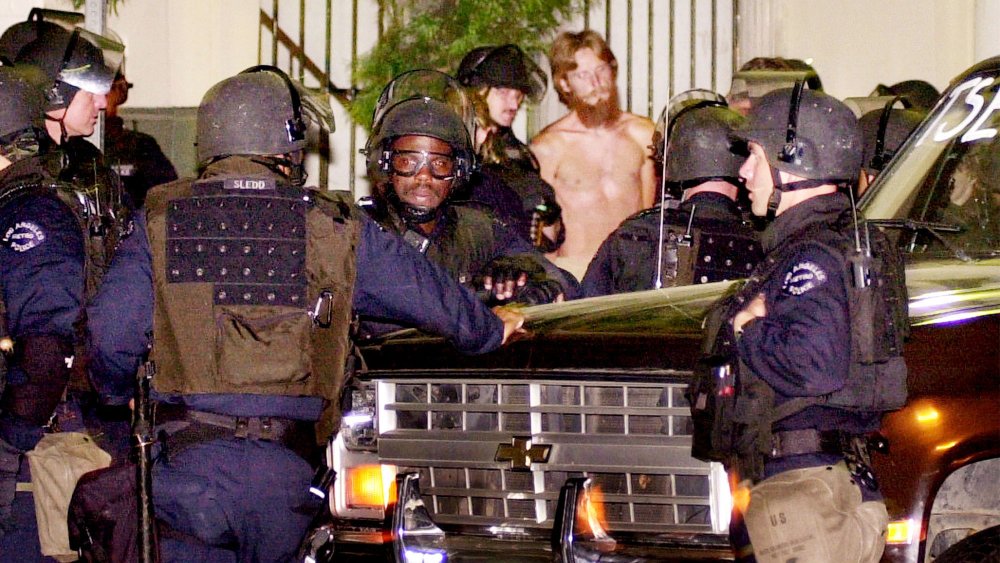 police arresting a protester at the 2000 DNC