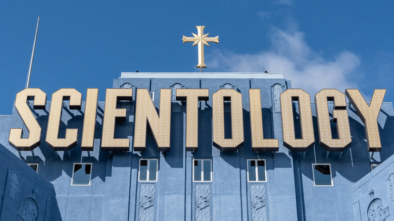 The looming name of Scientology over their Los Angeles headquarters