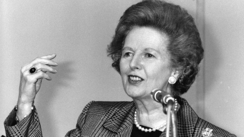 Margaret Thatcher giving a speech