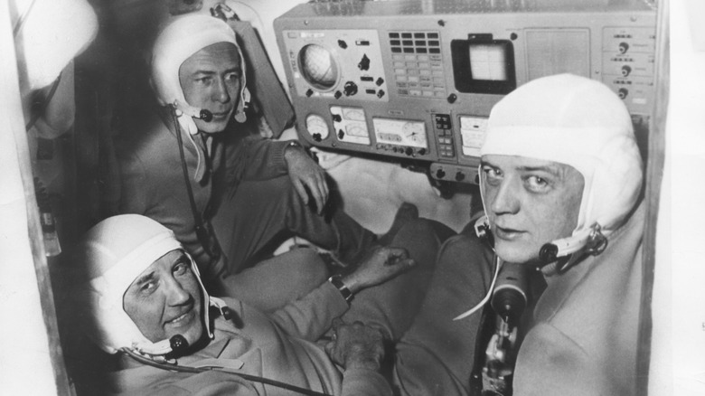 Soyuz 11 crew in spacecraft