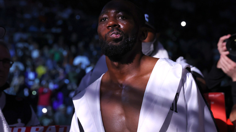 Terence Crawford walking to the ring in shadows