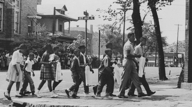 Civil rights protestors marching