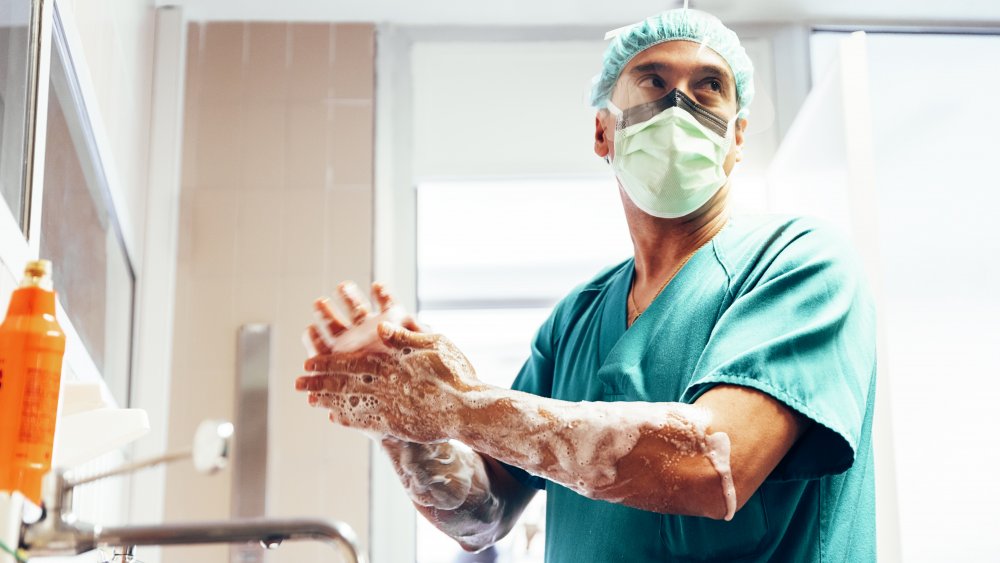 Doctor Washing Hands Before Operating. Hospital Concept.