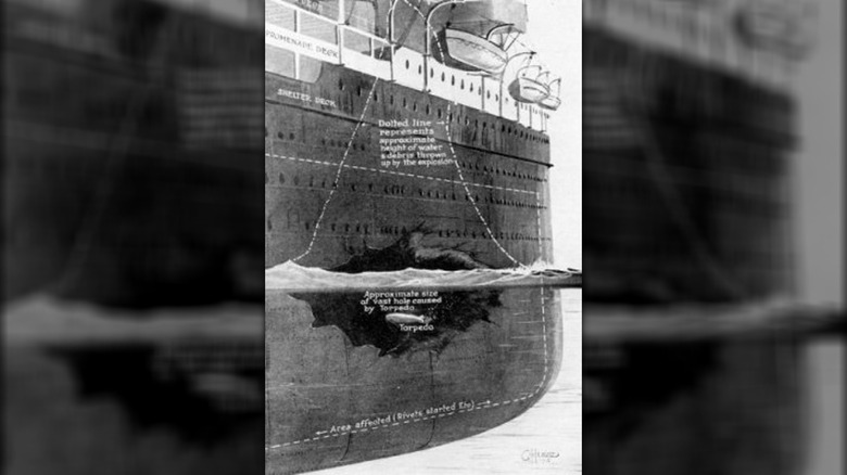 lusitania damage drawing