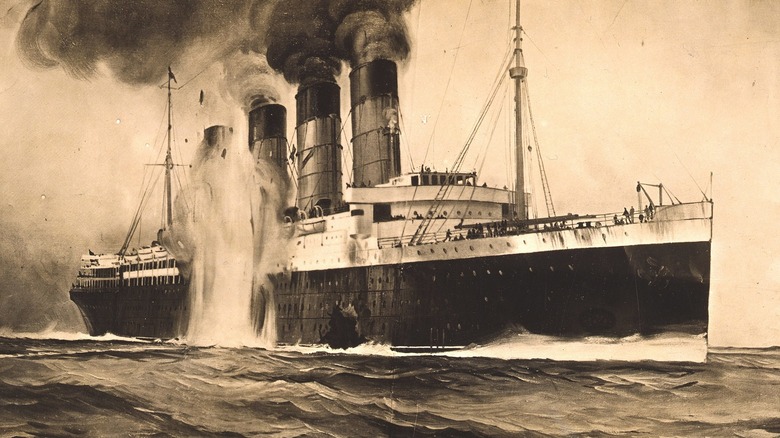 lusitania hit by a torpedo