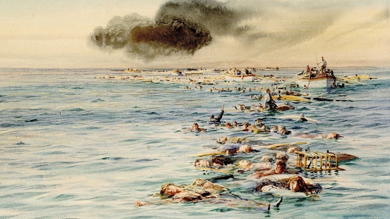 people from the lusitania in the ocean