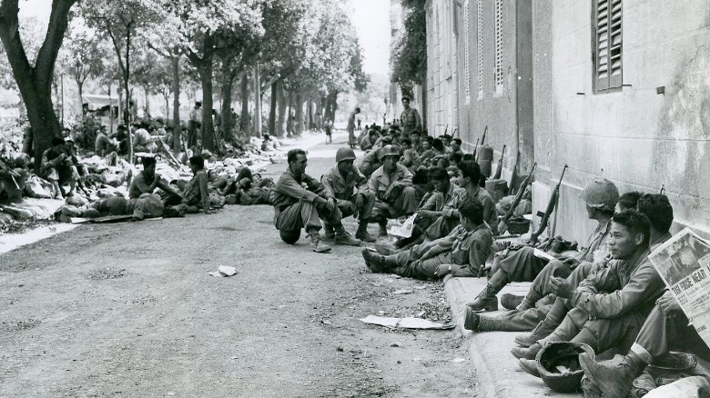 100th battalion troops resting