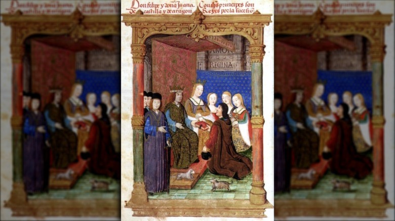 Illustration of Philip and Joanna of Castile sitting on thrones