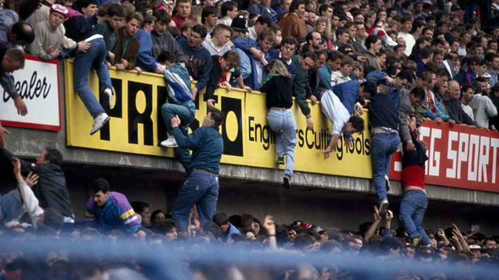 Still shot of footage of the Hillsborough disaster from the Hillsborough documentary