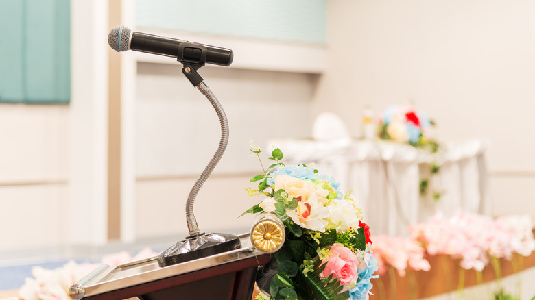 Podium at a funeral parlor