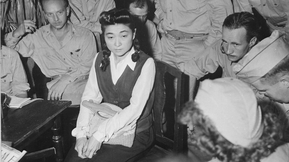 Iva Toguri, sitting in court