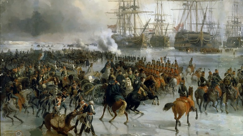 painting of french capturing dutch fleet