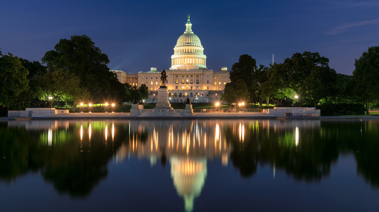 the capitol building at night