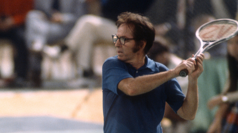 Bobby Riggs returning a shot 