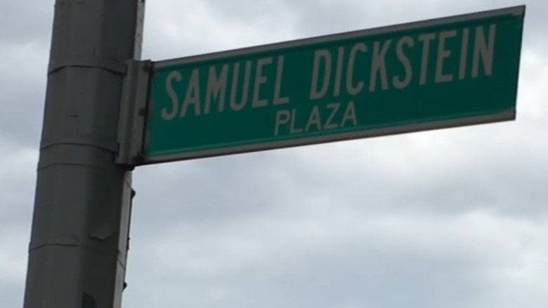 street sign of samuel dickstein plaza