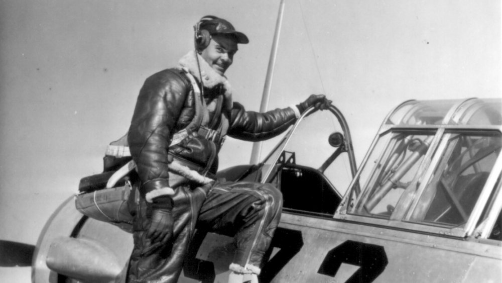 Benjamin O. Davis Jr. aboard his airplane