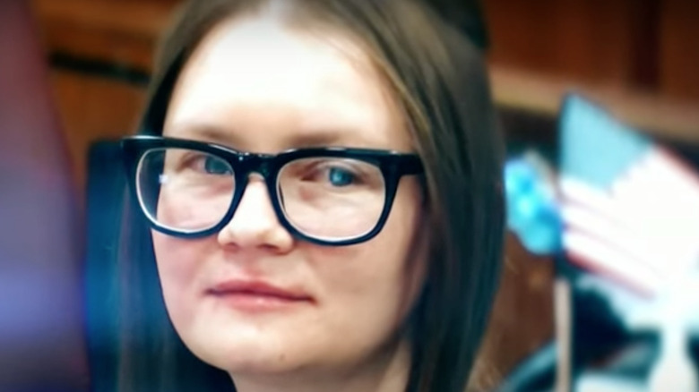 Anna Delvey Sorokin in glasses