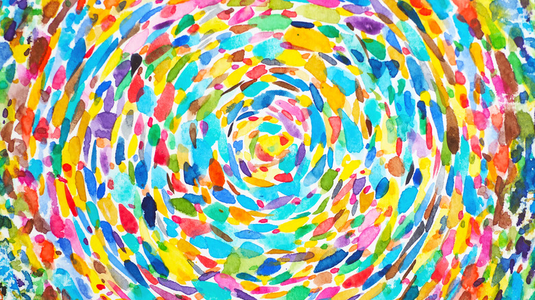 Circular colorful abstract art piece