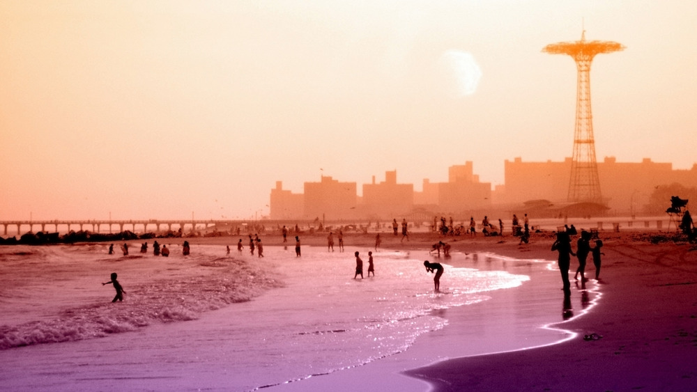 People relaxing on Coney Island beach