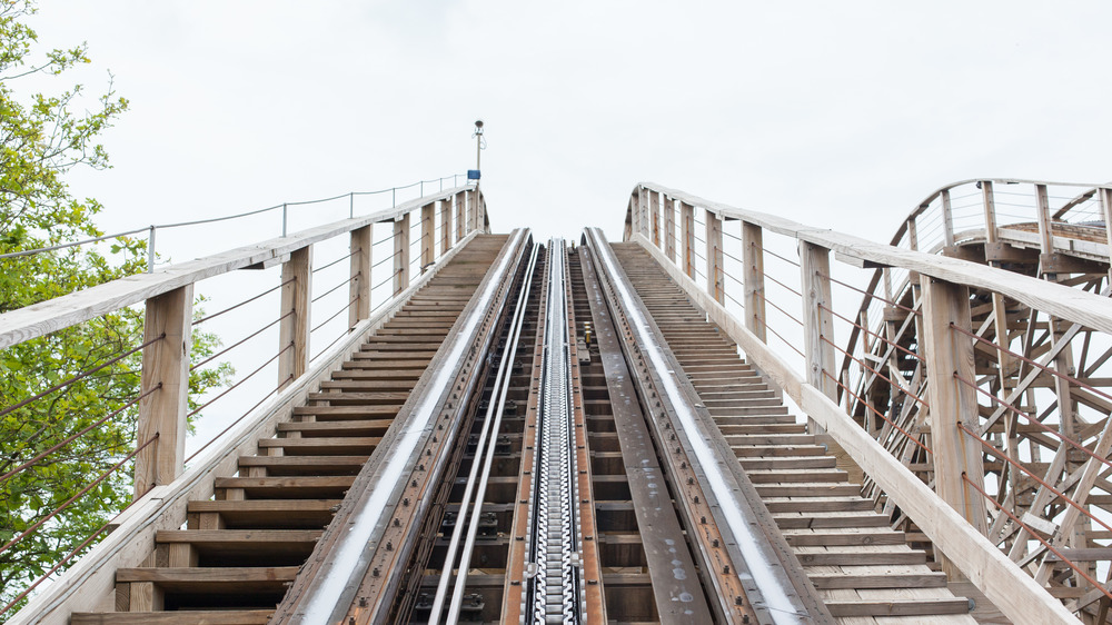 Scary roller coaster lift hill