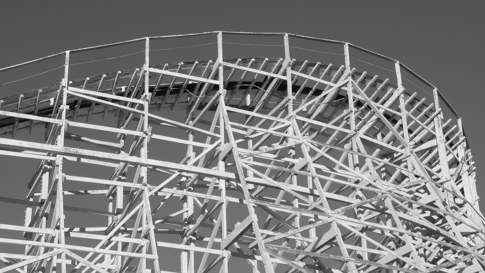 Wooden roller coaster plunge