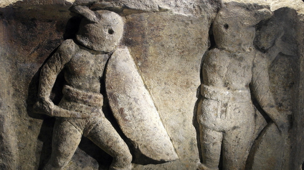 Relief with two gladiators, 190-220 AD