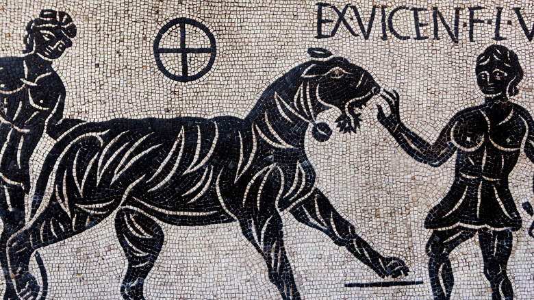 Colosseum animal battle mosaic