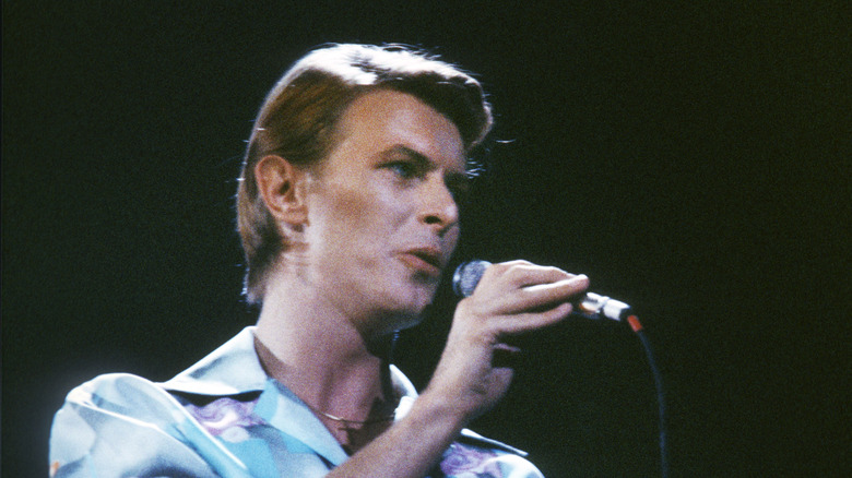 David Bowie singing microphone