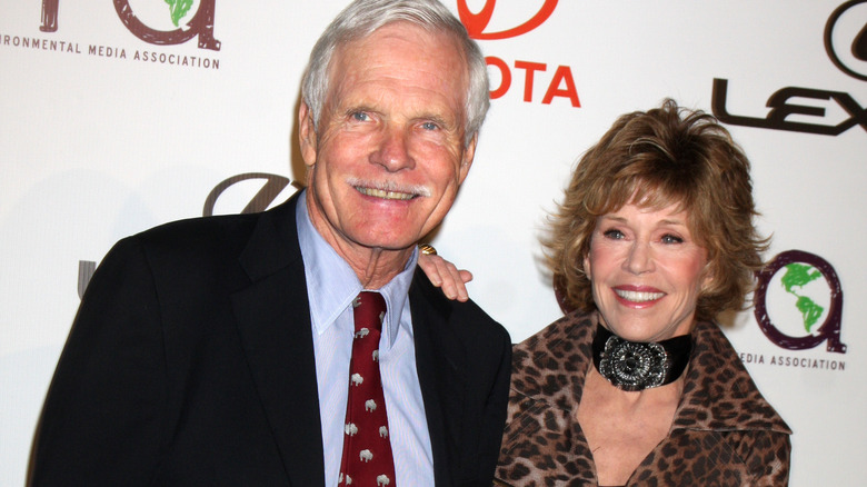 ted turner and jane fonda smiling