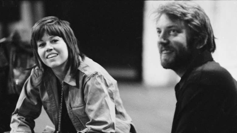 Jane Fonda and Donald Sutherland smiling